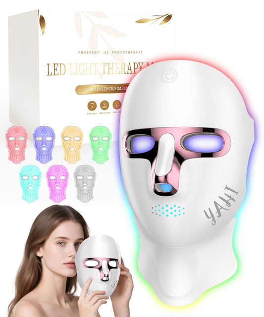 Yahi Red Light for Face and Neck, Rechargeable and Ergonomic Design for Home & Travel, Cordless Face Mask Light, White