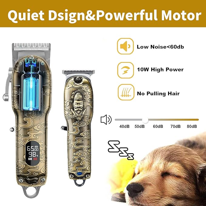 RESUXI Mens Hair Clippers and Trimmers Set,Professional Cordless Barber Clippers Beard Trimmer Hair Cutting Kit, Barber Accessories for Men Grooming Haircut Kit USB Rechargeable Adjustable