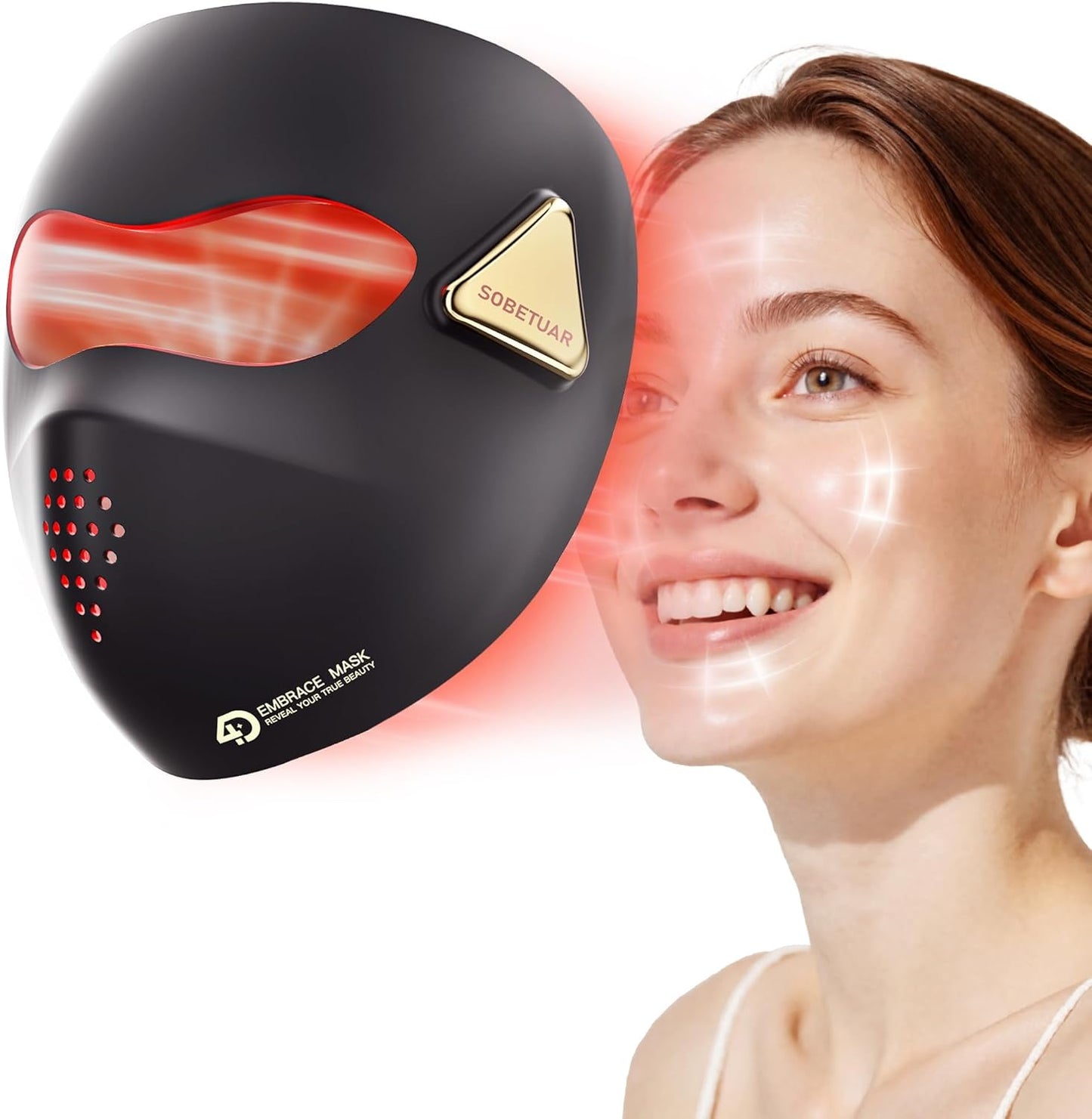 LED Light Therapy Mask, 4D LED Face Mask Light Therapy - 4 Modes Face Mask Light Therapy, 850nm Infrared & Red Light Masks, 4000mAh Rechargeable - Light Therapy Skin Care, Home Use