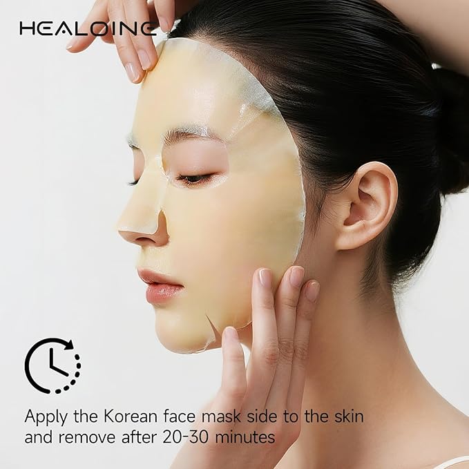 10 Packs Premium Bio-Collagen Real Deep Face Mask, Even Skin Tone, Pore Minimizing, Elasticity Firming Moisturizing Facial Mask Korean Skin Care 30g*10ea