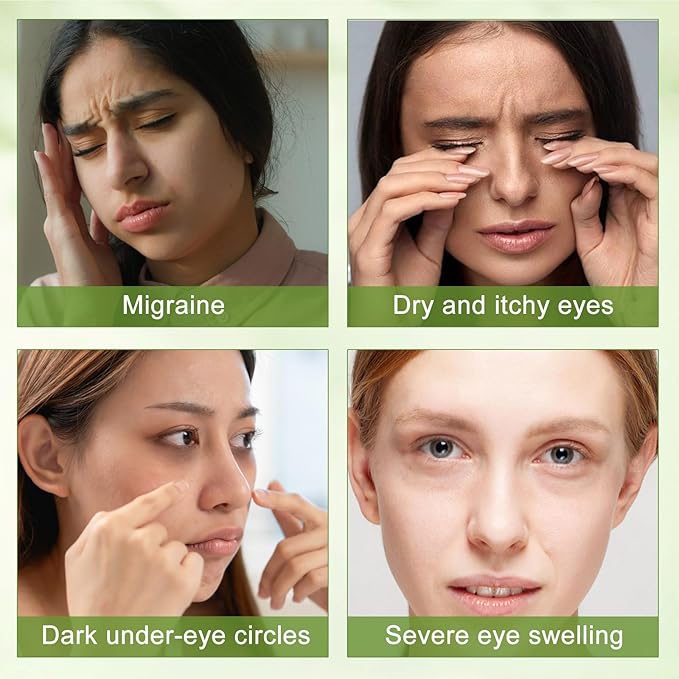 4 Pcs Jade Eye Mask & Skin-Safe Glass Facial Massage Tool, Jade Cooling Mask & Gua Sha Therapy Roller for Skincare Relieve Puffiness, Anti-Aging, Stress Relief