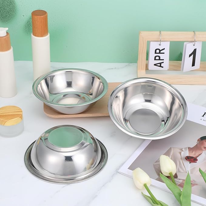 12 Pcs Stainless Steel Facial Mask Mixing Bowl Set 6.3 Inches Wide Esthetician Supplies Facemask Bowl DIY Skin Care Mixing Tool Kit for Lady Women Home Beauty Salon Use