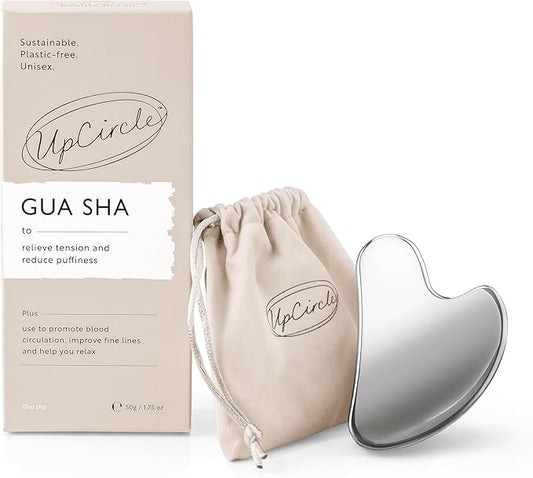 UPCIRCLE Gua Sha Facial Tool - Relieves Tension, Aids Lymphatic Drainage + Boosts Circulation for A Healthy Glow – Stainless Steel Tool
