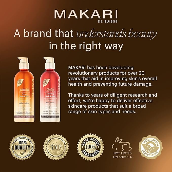 Makari Velvet Rose Advanced Intense Smoothing Body Lotion (16.8 oz) | Skin Firming and Tightening Lotion and Body Moisturizer | Anti-Aging Body Lotion for Dry Skin | Body Skin Care Products