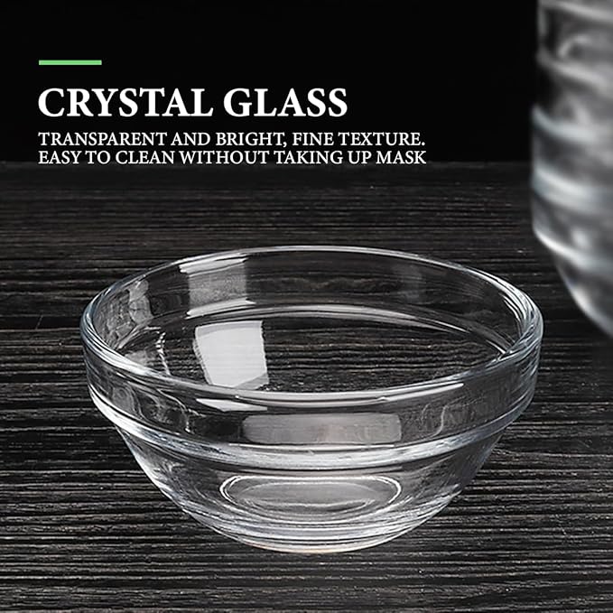 10 Pcs Glass Facial Mask Bowls, Essential Oil Bowl DIY Cosmetic Beauty Tool for Home Salon Spa Face Skin Applicator Bowl(Transparent)