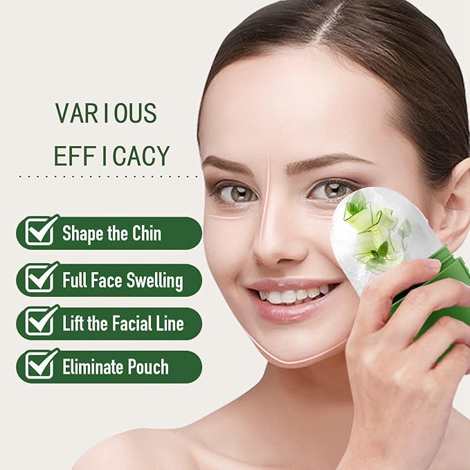 KOGITI Face Ice Mold & Roller - Ice Facial Massager for Puffiness Relief & Skin Care, Green