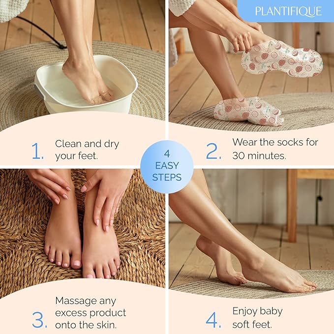 PLANTIFIQUE Korean Foot Mask with Shea Butter 2 Pairs Box for Dry & Cracked Feet | Hydrating Socks for Soft Heels | Intense Moisturizing and Repairing Dry Rough Skin | Foot Spa | Happy Feet Mask