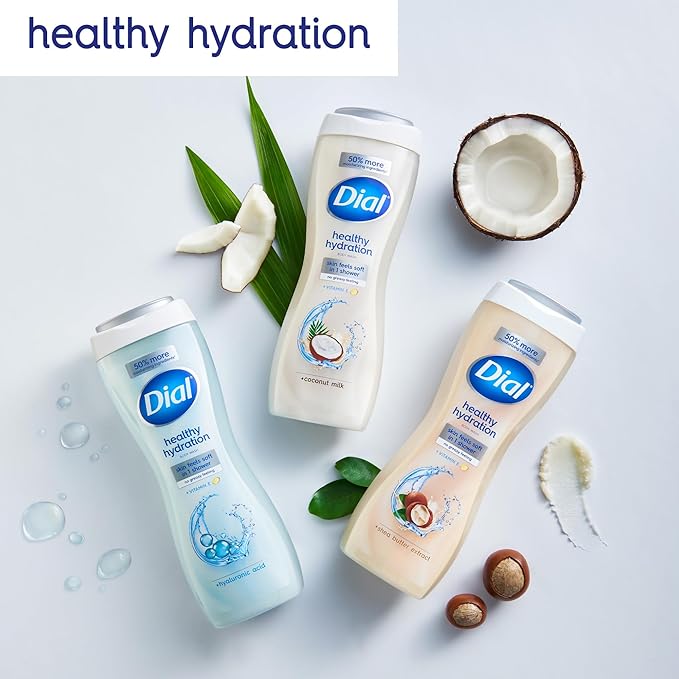 Dial Body Wash, Healthy Hydration, Shea Butter Extract plus Vitamin E, 16 fl oz (Pack of 4)
