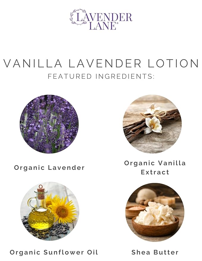 LAVENDER LANE Vanilla Lavender Hand & Body Lotion, 9 oz - Made With Our Lavender Essential Oil, Goat's Milk, Moisturizing Shea Butter, Grown & Made in USA