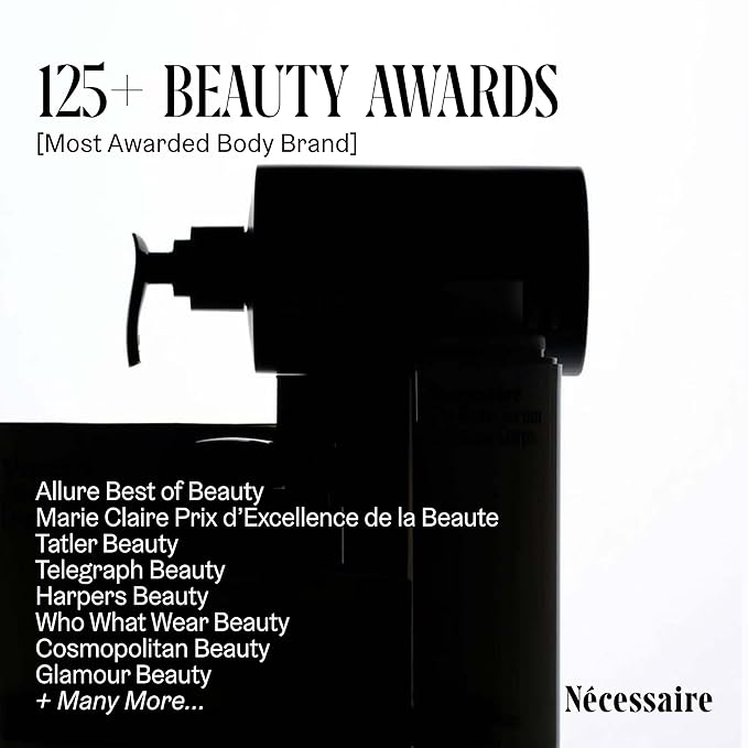 Nécessaire The Body Lotion with Pump. Santal. Multi-Peptide Firming Lotion to Moisturize, Firm, Strengthen. 2.5% Niacinamide, Vitamin C/E + Omega 6/9. 450ml / 15.2 fl oz