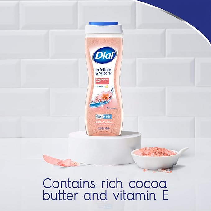 Dial Body Wash, Exfoliate & Restore Himalayan Salt, 16 Fl Oz (Pack of 4)