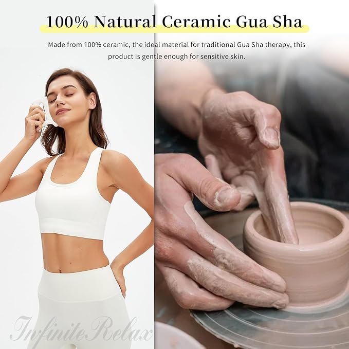 Advanced Ceramic Gua Sha Facial Tool, Skin Care for Women Men, Face Body Korean 괄사 Guasha Massage Tool Gift for Mom