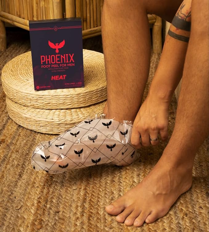 (Pack of 2) Phoenix Foot Peel for Men - Extra Large - Extra Strength - Cinnamon - Exfoliating Dry Feet Treatment - Callus Remover - Paraben and Fragrance Free -