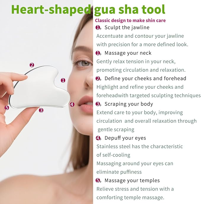 Annarose Face Roller Massager Skin & Gua Sha Facial Tools Stainless Steel, Facial Massage Skin Carefor Face Neck Body, Reduce Puffiness Remove Wrinkles, Valentines Gift for Women