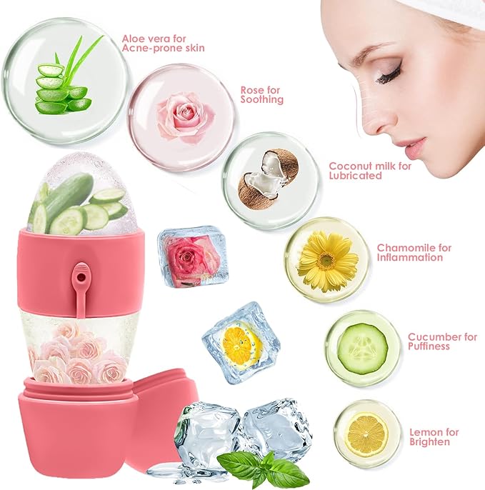 Ice Roller for Face and Eye Massager for Face, Eyes and Neck Naturally Conditioning and Skin Care,De-Puff Eye Bags,Reduce Migraine Pain,Reusable Massage Silicone Ice Mold (Red)