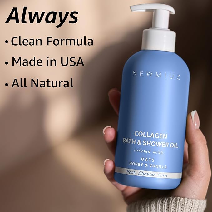 Collagen InShower Body Conditioner Natural Post Shower Care Moisturizer for Body Legs Nourishing Bath Oil Oatmeal Honey Vanilla Self care Spa Gift