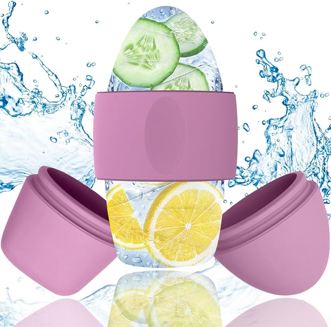 Ice Roller for Face and Eye Massager for Face, Eyes and Neck Naturally Conditioning and Skin Care,De-Puff Eye Bags,Reduce Migraine Pain,Reusable Massage Silicone Ice Mold (Pink)