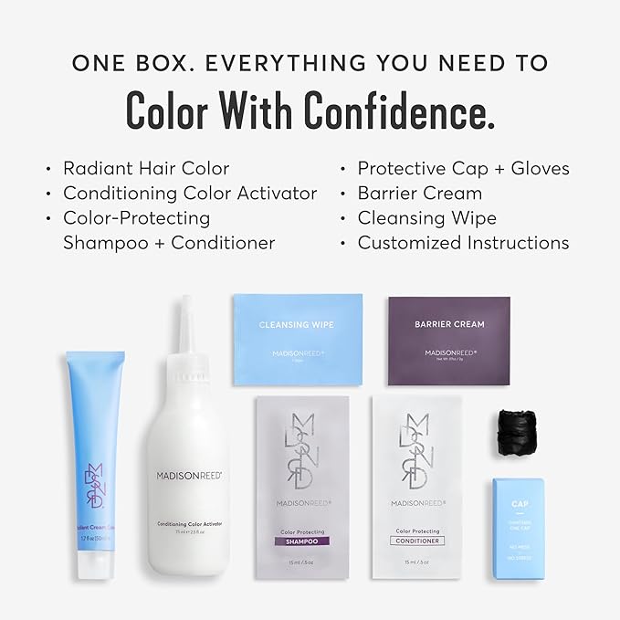 Madison Reed Radiant Hair Color Kit | 9N Medium Neutral Blonde (Nocera Blonde) for 100% Gray Hair Coverage | Dimensional Salon-Quality Permanent Hair Dye | PPD-Free & Ammonia-Free | 1 Pack