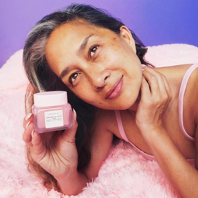 Glow Recipe Watermelon Glow AHA Night Treatment - Overnight Resurfacing Mask with AHA Complex, Hyaluronic Acid, Niacinamide & Watermelon Enzymes for Smooth, Glowing, Even-Toned Skin (60ml)