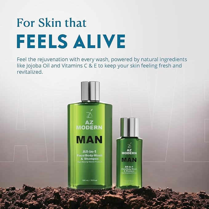 3-in-1 Face Wash, Body Wash & Shampoo 10.14 + 2 FL OZ - To Wash Away Sweat, Dirt & Excess Skin Oils - Odor Cleansing Aloe Vera & Jojoba Oil Formula - For All Skin Types