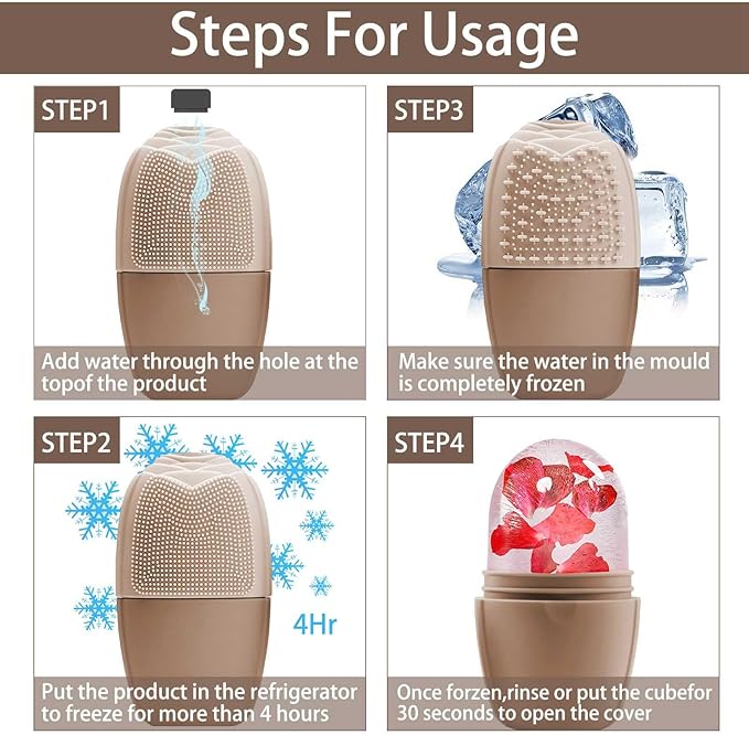 KOGITI Face Ice Roller & Mold - Beauty Facial Massage Tool for Puffiness Relief, Ice Cube Holder