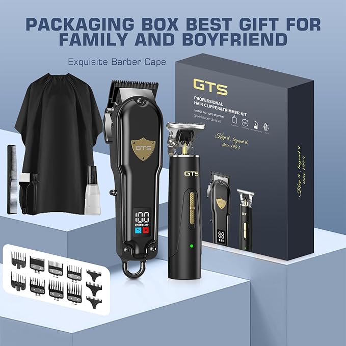 GTSPro Hair Clippers for Men, Clippers and Trimmers Set, Barber Clippers, Electric Hair Trimmer with Box, Gifts for Men Black