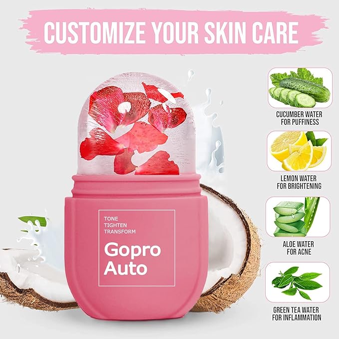 Cube Ice Roller for Face, Ice Facial Roller for Eyes Neck Naturally Tone and Tighten Skin, De-puff Eye Bags, Add a Healthy Glow Cryotherapy Enhance Skin Elasticity (Light Pink）