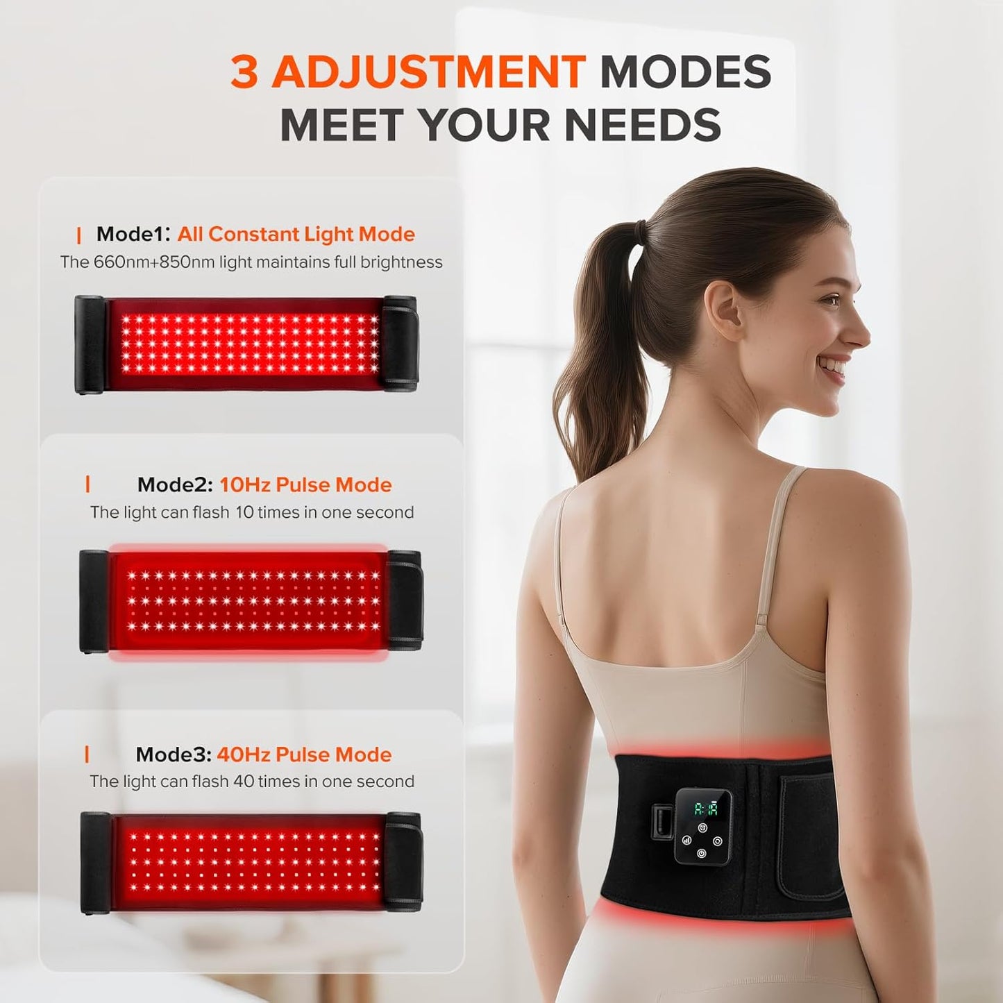 2-in-1 Cordless Red Light Therapy Belt, Wired & Wireless Controller 3000mAh Rechargeable Battery Magnetic LED Screen, 49" * 7" Wearable 660nm & 850nm Red Light Therapy Wrap Belt for Body Pain Relief