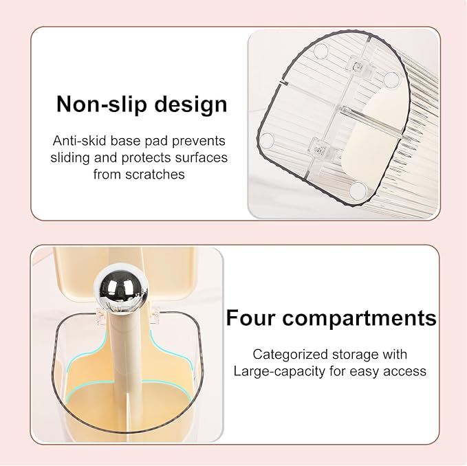 JessLab One-Touch Pop-Up Makeup Brush Organizer with Lid, Dustproof Cosmetic Brush Holder, 4-Compartment Large Capacity for Vanity, Bathroom Countertop, White
