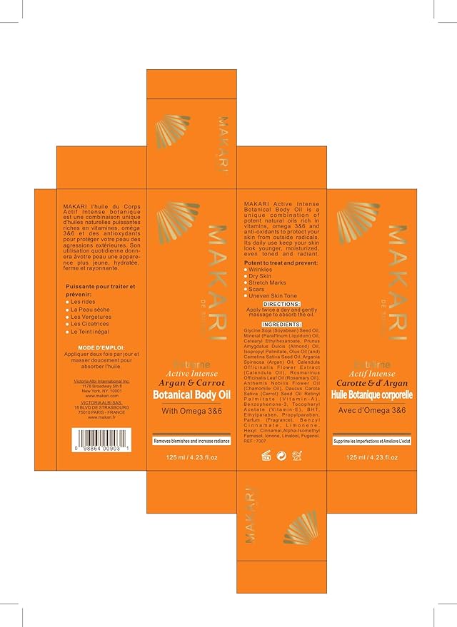 MAKARI Extreme Active Intense Botanical Body Oil (125 ml) | Softens, Conditions, Hydrates, and Rejuvenates Skin | Helps Fade Marks, Blemishes, and Spots | Recommended for All Skin Types