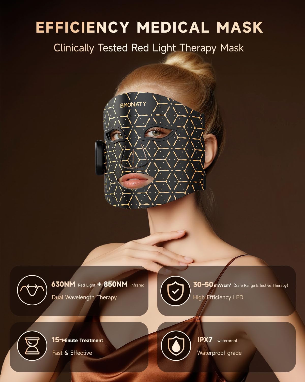 Red Light Therapy Mask for Face, 4 Modes Wireless Remote LED Face Mask Light Therapy, 850nm Near-Infrared & Red Light, 272 LEDs, Anti-Aging Skin Rejuvenation Device for Home or Travel Gift for Women