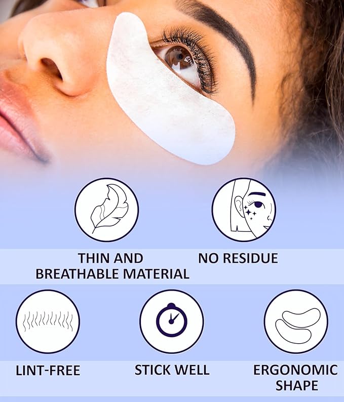 100 Pairs Set Premium Under Eye Gel Pads for Eyelash Extension - Lint Free Patches with Vitamin C and Aloe Vera by Stacy Lash supplies and Beauty tools - Hydrogel Eye Pads - Skin Moisturizes