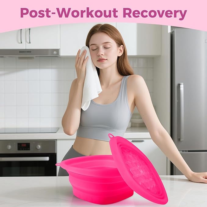 SaporeArt Ice Face Bowl, Upgraded Wider & Deeper Collapsible Silicone Facial Ice Bath Bowl with Built-In Ice Mold, Soothes Puffiness & Redness, Ideal for Home and Travel