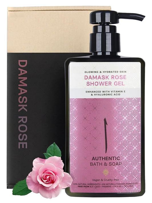 AUTHENTIC BATH & SOAP Rose Body Wash for Normal Skin – Soothing Shower Oil with Rose Water & Essential Oils, Vegan, Cruelty-Free, Hydrating Body Wash Women, 16.9 Fl Oz