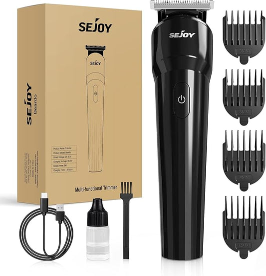 Sejoy Body Hair Trimmer Clipper for Men, Cordless Barber Clippers, Electric Hair Trimmer, Beard Trimmer with Travel Lock, Waterproof, 90 Min Battery Life, USB Rechargeable, Black