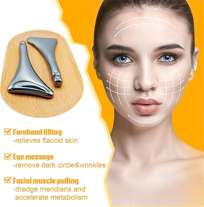 HOTACE Terahertz Acupoint Guasha Massage Pen Facial Neck Eye Massager Relax Tool Skin Care Beauty Gua Sha Scraping Board Face Slim Lift
