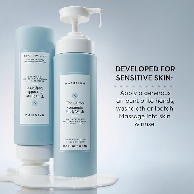 Naturium The Calmer Ceramide Body Wash, Frangrance-Free, Cleansing & Moisturizing for Dry, Sensitive Skin, Dermatologist-Tested, Paraben & Cruelty-Free, 16.9 oz