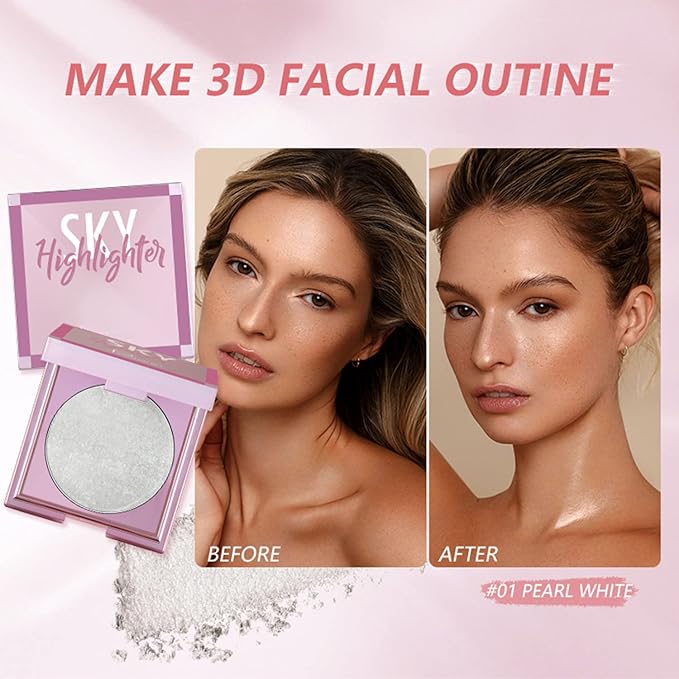 MAEPEOR Face Highlighter Palette 8 Colors Smooth Shimmer Pearl White)