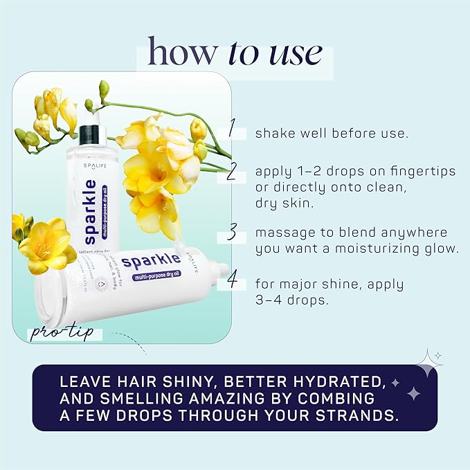 SpaLife Beauty Sparkle & Glow Body Oil Bundle – Dry Oil Duo with Subtle & Noticeable Shimmer – Mango & Freesia Scents –Hydrating, Lightweight Moisture