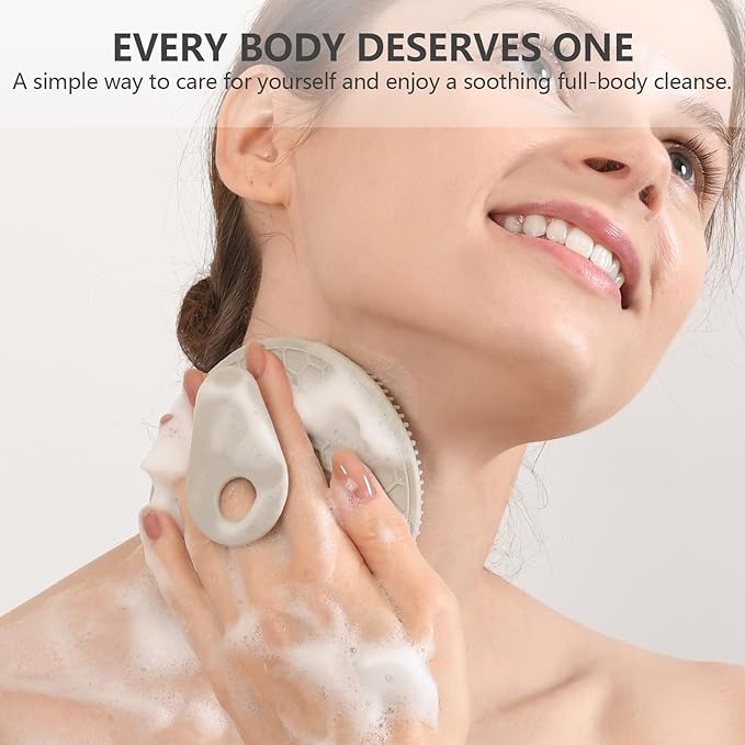 Silicone Body and Face Scrubber Set 3 Pack, BEAUTAIL Shower Bath Scrubber, Gentle Exfoliating Brush for Women Men Baby Sensitive Skin, More Hygienic Than Traditional Loofah, Long Lasting, Black+Gray