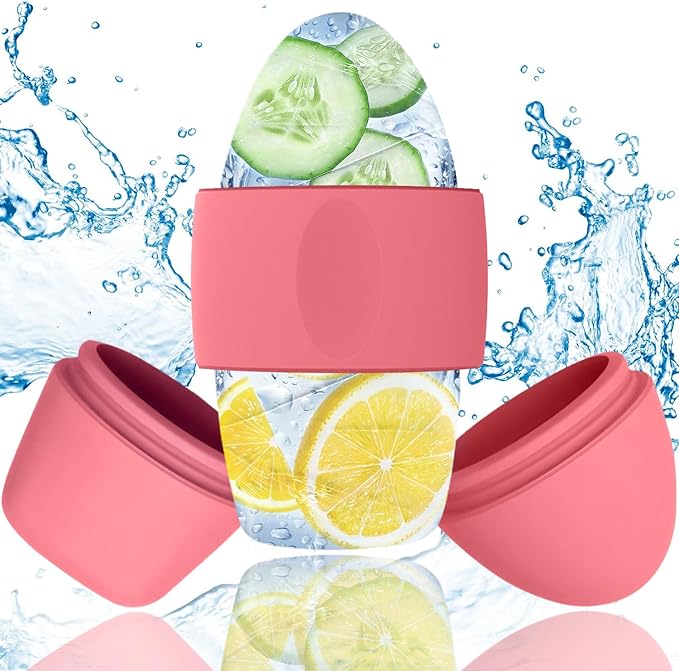 Ice Roller for Face and Eye Massager for Face, Eyes and Neck Naturally Conditioning and Skin Care,De-Puff Eye Bags,Reduce Migraine Pain,Reusable Massage Silicone Ice Mold (Red)