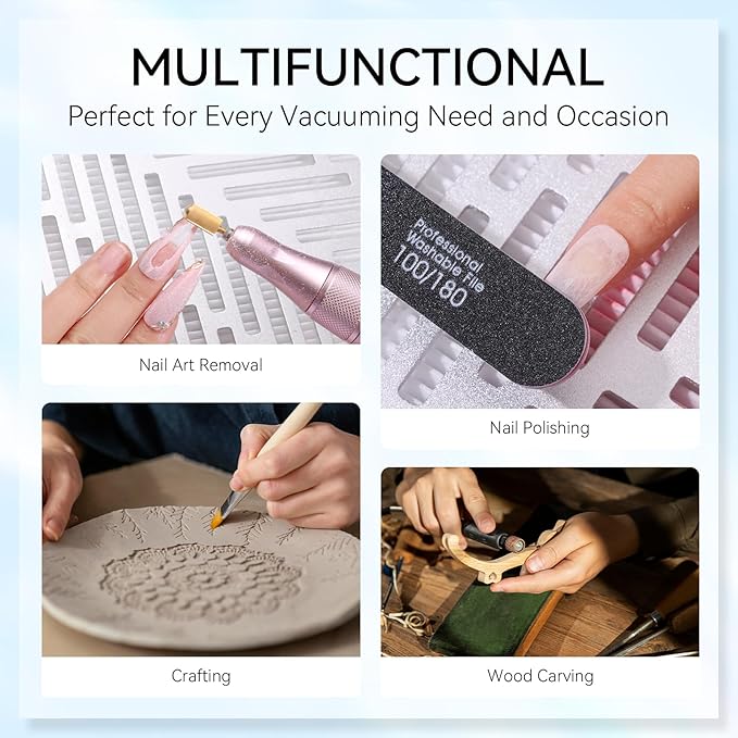 Makartt Nail Dust Collector - Dust Collector Nail Tech Quite SYMPHONEE Dust Extractor Vacuum for Acrylic & Gel Nails Plug-in Ultra Thin Portable with Reusable Filter White