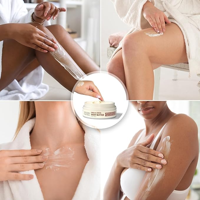 NOURISH MANTRA Shea & Cocoa Body Butter | Creamy Moisturizer for Long-Lasting Moisture & Soft Skin | Infused with Shea Butter & Cocoa Butter | Suits All Skin Types | For Women & Men | 100 g