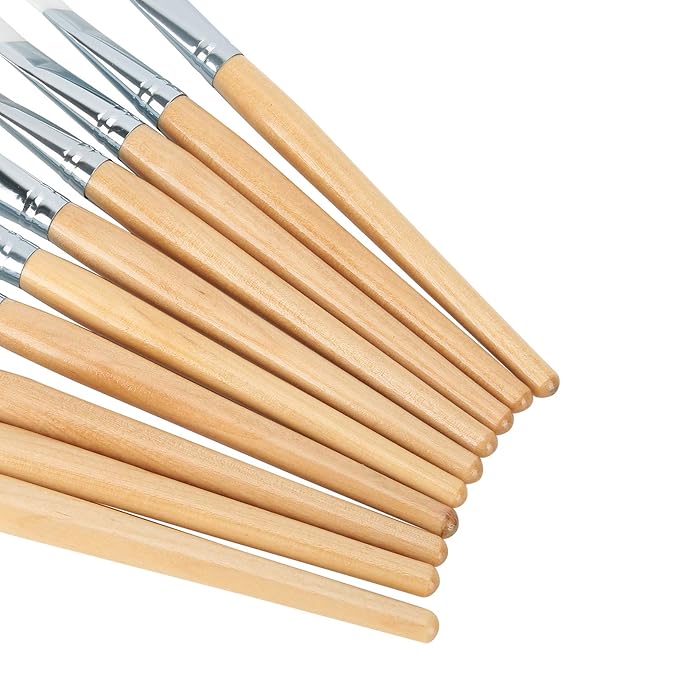 10-Piece Facial Mask Brushes Soft Hair Mud Applicator DIY Skin Care Tool with Wooden Handle