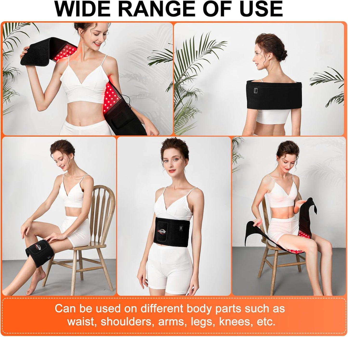 USUIE Red Light Therapy Belt, Infrared Light Therapy Wrap Red Light Therapy Device for Body with Timer for Back Shoulder Waist Muscle Pain Relief for Gift Women Men Gift