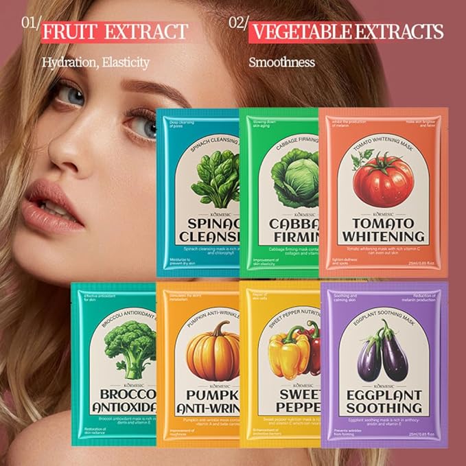 15 Combo Pack Face Mask - Extract Vegetable Essence, Hydrating & Soothing Facial Mask - Natural Home Spa Treatment Sheet Mask, Moisturizing Mask For Skin Care