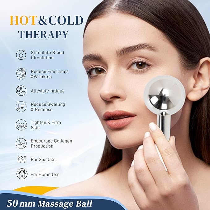 Ice Globes for Face, Unbreakable Stainless Steel Ice Globes for Facials for Puffiness, Wrinkles,Ice Balls for Face Neck & Eyes Skin Care