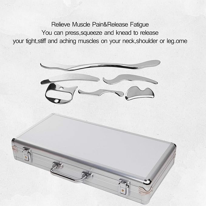 Stainless Steel Gua Sha Scraping Massage Tool Set IASTM Tools Great Soft Tissue Mobilization Tool (6 Set)