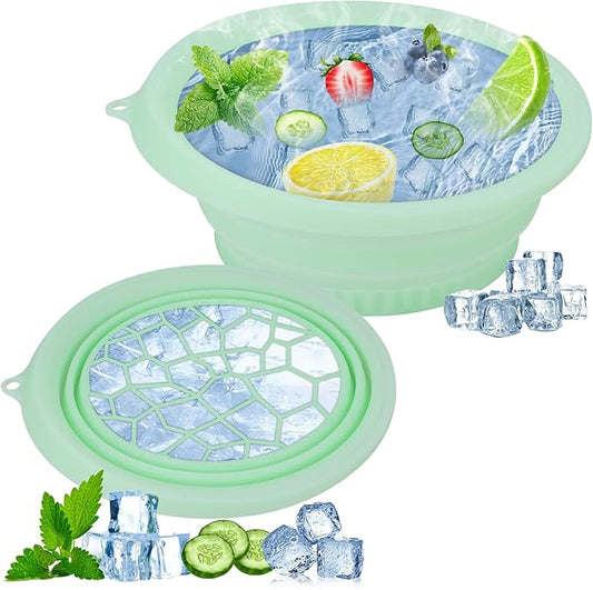 Face Ice Bath Bowl with Built-In Icetray – Collapsible Silicone Facial Ice Bath Bowl for Easy Storage & Carrying,Ice Face Bowl for Cold Plunge Therapy,Facial Plunge Bowl for Home & Travel (Green)