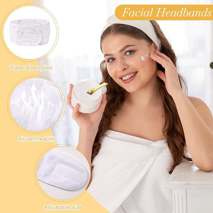 13 Pcs Esthetician Supplies 3 Gold Bowls Stainless Steel 3 Gold Skincare Spatula Metal 3 Facial Fan Brushes 3 White Facial Headbands Esthetician Clear Cosmetic Bag with Zipper for Women Facials